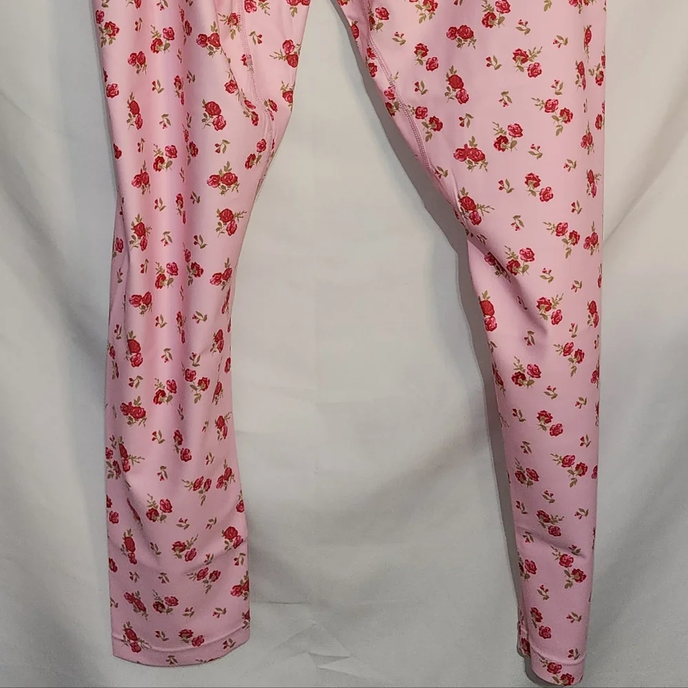 NWT Ampersand Pastel Pink Floral Leggings Balletcore Y2K Athleisure Size XL & 3X - Picture 8 of 16